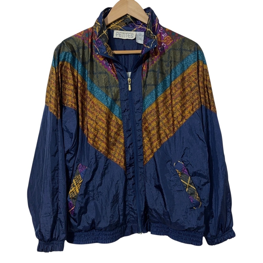 Petites Vintage Windbreaker Jacket Womens Size L 90s Paisley